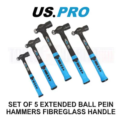 US PRO Tools 5pc Ball Pein Hammers Set 16 32 40oz FibreGlass Handles