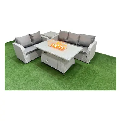 Fimous Seater PE Rattan Wicker Garden Furniture Patio Conservatory Sofa Set with Firepit Dining 