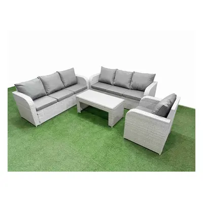 Fimous Seater Poly Rattan Outdoor Garden Furniture Oblong Coffee Table Sofa Set Patio Seater Sof