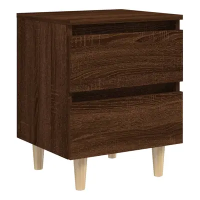 vidaXL Solid Wood Bed Cabinet with Legs Brown Oak Bedside Storage Cabinet