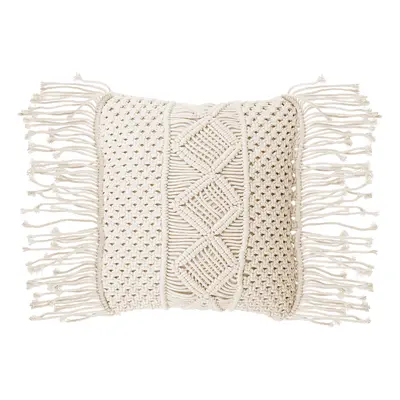 Throw Cushion YORTAN Geometric Pattern Cotton x cm Light Beige