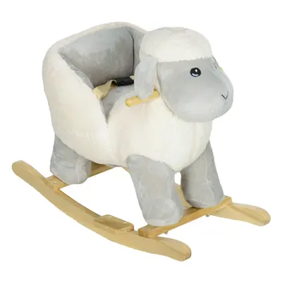 AIYAPLAY Baby Rocking Horse with Safety Belt, Sound, for Years, Grey