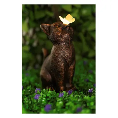 Solar Cat Garden Ornament, LED Butterfly Kitten Statue is Weatherproof