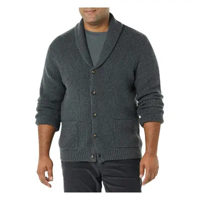 Amazon Essentials Mens Long-Sleeve Soft Touch Shawl collar cardigan charcoal Heather Small