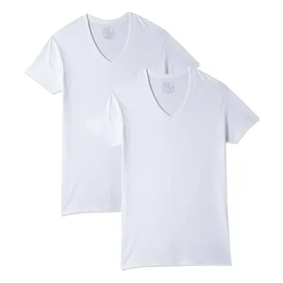 Fruit of the Loom Men's Stay Tucked V-Neck T-Shirt Underwear -White