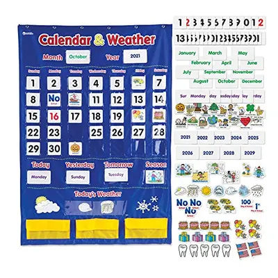 Learning Resources Calendar & Weather Pocket Chart School Calendar fo