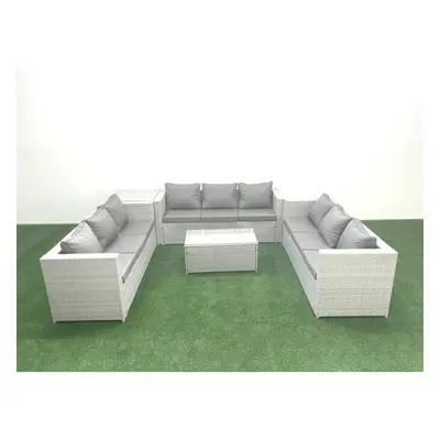 Fimous Rattan Garden Outdoor Furniture Set Seater Garden Sofa Coffee Table Set with Side Table L