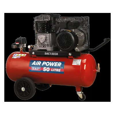 Air Compressor 50L Belt Drive 3hp with Cast Cylinders & Wheels