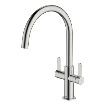 McAlpine Teviot Twin Lever Kitchen Mixer Tap - Nickel