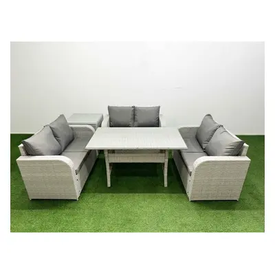 Fimous Seater PE Wicker Rattan Furniture Sofa Sets with Rectangular Dining Table Seater Love Sof