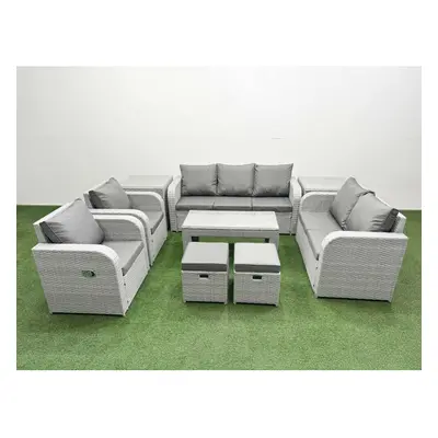 Fimous PE Rattan Garden Furniture Set Adjustable Chair Sofa Double Love Seat Seater Sofa Lounge 