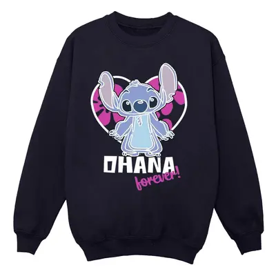 (XXL, Navy Blue) Disney Womens/Ladies Lilo And Stitch Ohana Forever Heart Sweatshirt