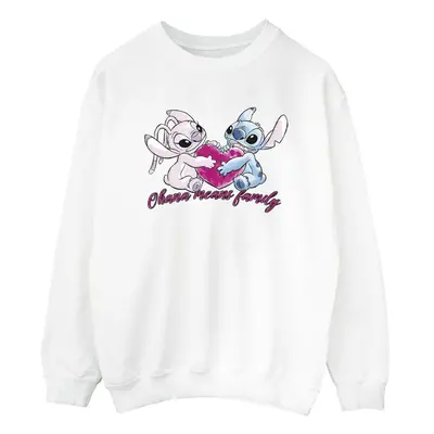 (XL, White) Disney Womens/Ladies Lilo And Stitch Ohana Heart With Angel Sweatshirt