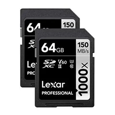 Lexar Professional 1000X 64GB (2-Pack) SDXC Uhs-II Cards