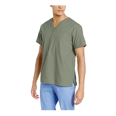 Dickies Mens Signature V-Neck Scrubs Shirt Olive Large