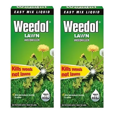 2 x Weedol / Verdone Extra Lawn Weedkiller Kills Weeds 500ml Treats 333m2 Garden New (Total 1L L