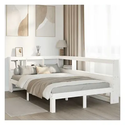 vidaXL Bookcase Bed without Mattress White 135x190 cm Double Solid Wood Pine