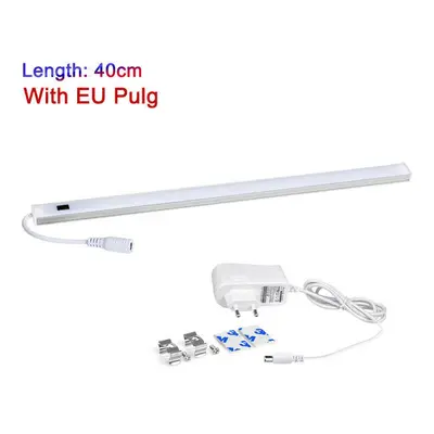 (40cm DC interface+EU Plug, Warm White) LED Cabinet Light Wireless Hand Sweep Closet Lamp Infrar