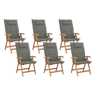 Set of Garden Chairs with Cushions JAVA Acacia Wood Graphite Grey