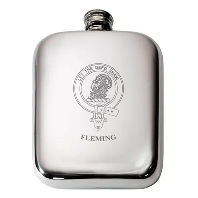 Fleming Scottish Clan Crest Name Pewter Hip Flask 6oz