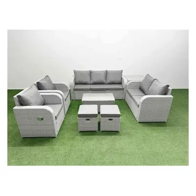 Fimous PE Rattan Garden Furniture Set Adjustable Chair Sofa Double Love Seat Seater Sofa Lounge 