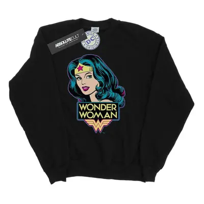 (S, Black) DC Comics Mens Wonder Woman Head Sweatshirt