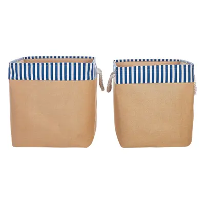 Set of Fabric Baskets Beige TUGUL