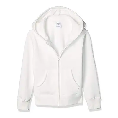 Amazon Essentials Girls' Fleece Zip-Up Hoodie Sweatshirt White Mediu