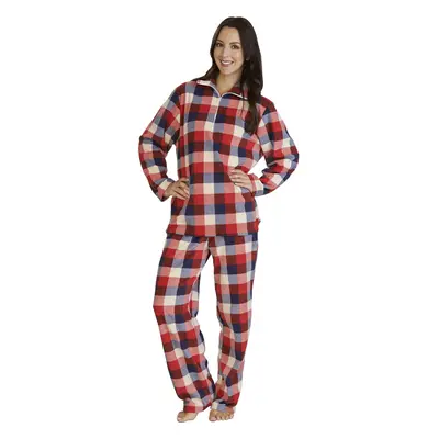 (Red, Large - UK 16/18) Slenderella Ladies Micro Fleece Checked Pyjamas