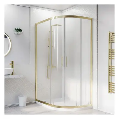 Nes Home RH x 900mm Offset Quadrant Shower Enclosure Brushed Brass & Tray