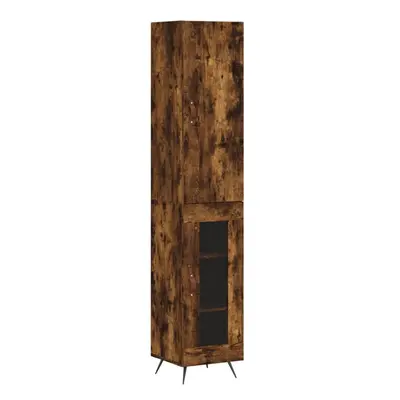 (smoked oak, glass door) vidaXL Highboard Sideboard Tall Storage Cabinet Side Cabinet Engineered