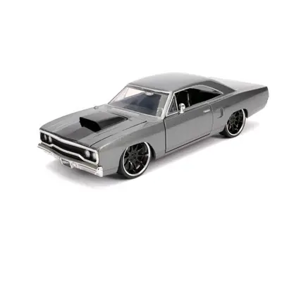 Jada Dom\'s Plymouth Road Runner Metallic Gray with Black Hood Stripe \Fast & Furious\" Movie 1/