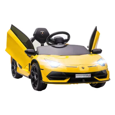 HOMCOM Lamborghini Aventador Licensed 12V Kids Electric Ride On Car - Yellow