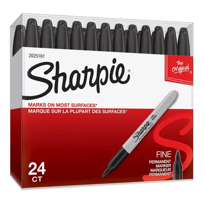 Sharpie Permanent Markers, Fine Point, Black, Box of