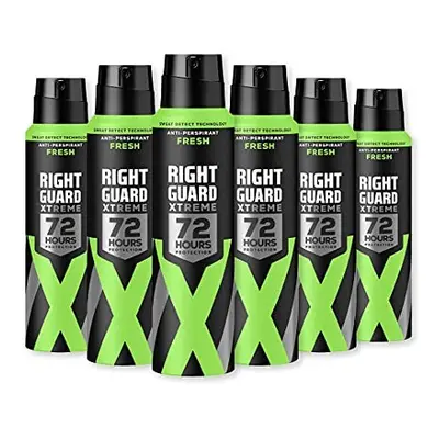 Right Guard Mens Deodorant, Xtreme Fresh 72H High-Performance Anti-Perspirant Spray, Multipack x