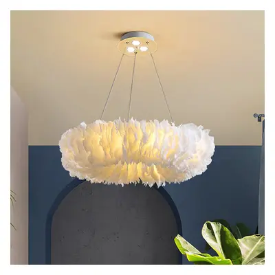 50CM Modern White Fluffy Feather Pendant Light