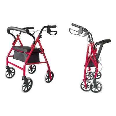 New Folding Rollator Disablity Aid Mobility Walker Wheels with Seat Red