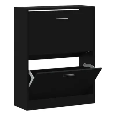 (Black, x x cm (W x D x H)) New Wood Shoe Cabinet 2Drawer Storage Cupboard Rack Shelf Multi Colo