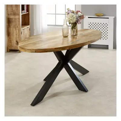 Domlin Solid Wood & Metal Seater Oval Dining Table for Dining Room