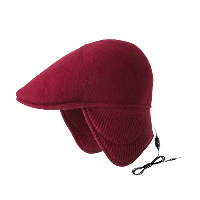 (Claret, L) KANGOL Aerial7 Wool Earlap Ivy Cap w/ Headphones Wool Hat in GIFT BOX