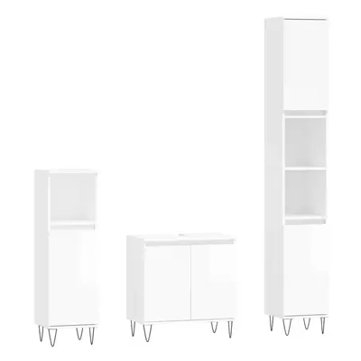 (high gloss white) vidaXL Bathroom Furniture Set Piece Cabinet High Gloss White Engineered Wood