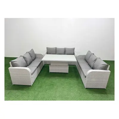 Fimous PE Rattan Lounge Sofa Set Seater Outdoor Garden Furniture Set with Adjustable Lifting Din