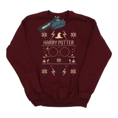 (XXL, Burgundy) Harry Potter Womens/Ladies Christmas Pattern Sweatshirt