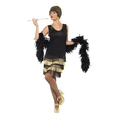 Smiffy's Adult Women's Fringed Flapper Costume, Dress With Lace Front And