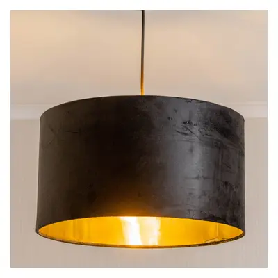 ValueLights Reni Large Black Velvet with Gold Ceiling Lamp Shade