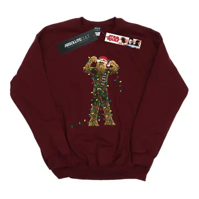 (XXL, Burgundy) Star Wars Mens Chewbacca Christmas Lights Sweatshirt