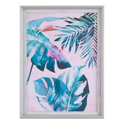 Framed Wall Print AGENA Rectangular x cm Floral Blue