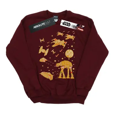 (L, Burgundy) Star Wars Mens Gingerbread Battle Sweatshirt