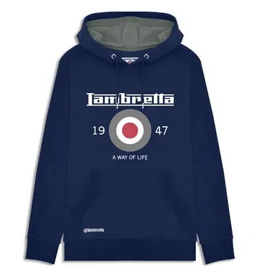 (M, Navy) Lambretta Mens Target Pullover Hooded Sweatshirt Hoody Jumper Hoodie