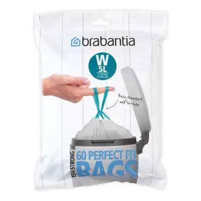 Brabantia Perfectfit Bags, Dispenser, W, 5L, 60pcs, White, L/Size W